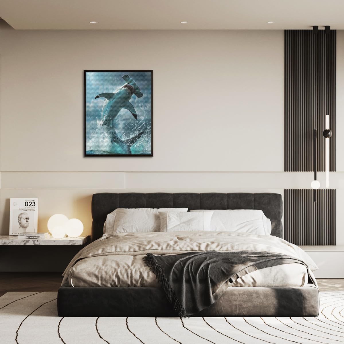 DIY 3D Diamond Painting Drawing Pictures by Number Kits Hammerhead Shark Jump Cross Stitch Crystal Rhinestone Embroidery Paintings Pictures Arts Craft for Home Wall Decor image 4