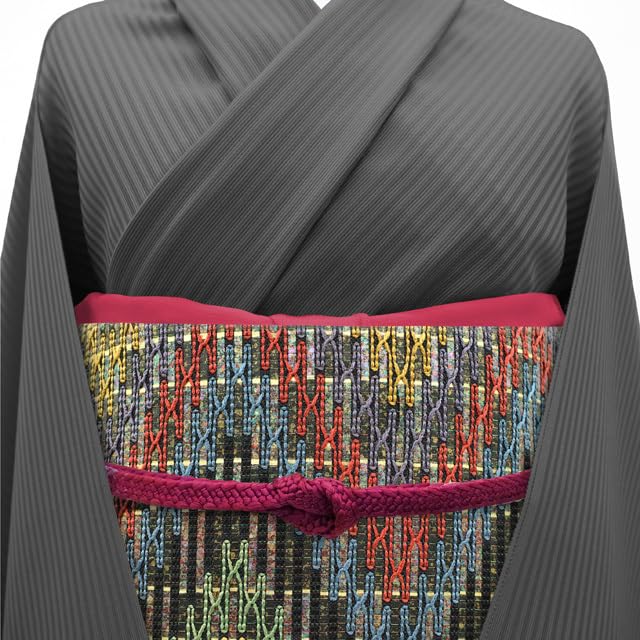 Amazon.co.jp: すごい値袋帯 京都 西陣 正絹 箔糸使用 黒地 赤 紫 黄  