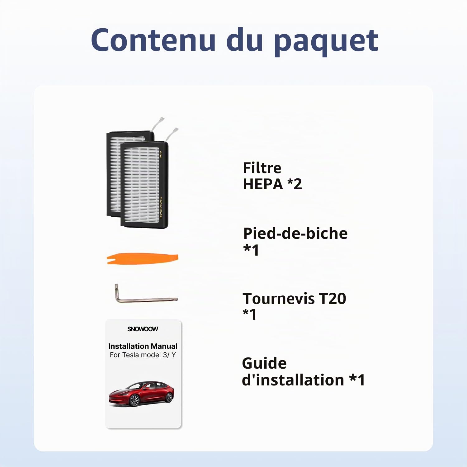 Lot de 2 filtres à air HEPA pour Tesla Model 3 Model Y avec filtre à air d'habitacle de rechange à charbon actif (2016-2024)