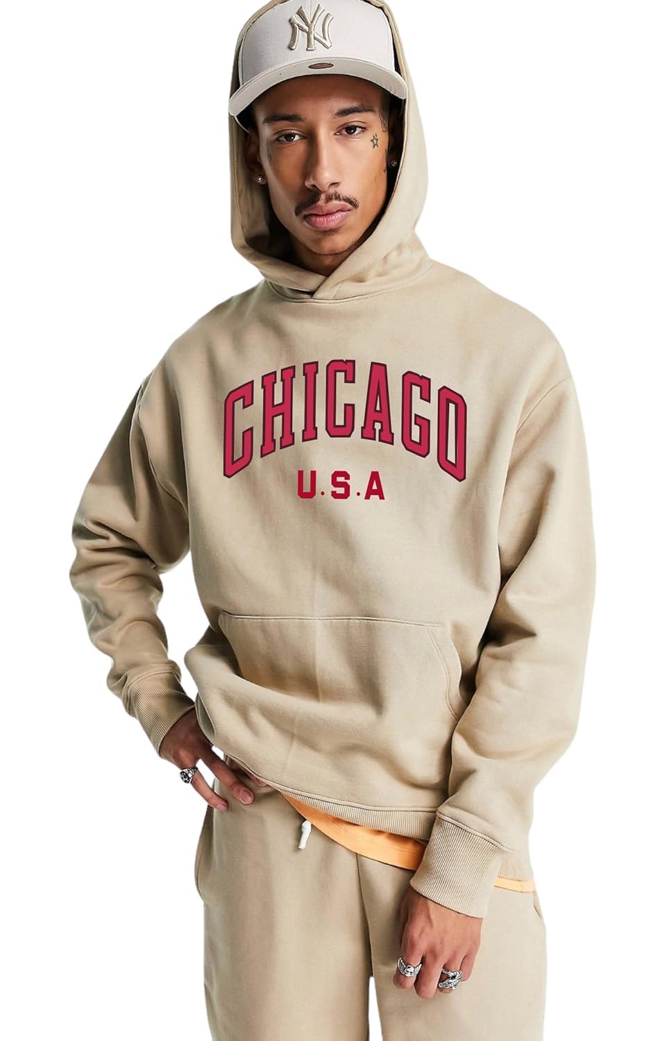 BE SAVAGEChicago Men Oversized Drop Shoulder Hoodie for Winters