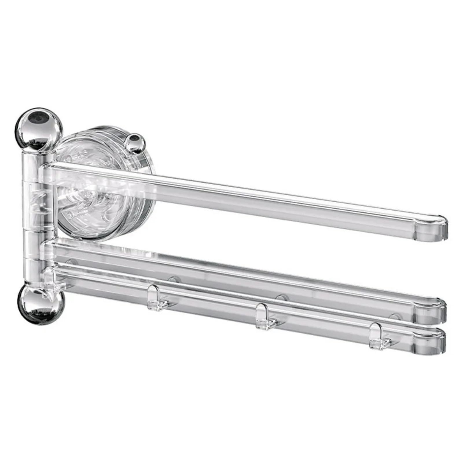 Bathroom towel rail 180°Rotating Suction Cup Towel Rack Wall-mounted Multi-pole Toilet Rod 3 Bars Punch-free Clothes Hanger Dishcloth(Clear)