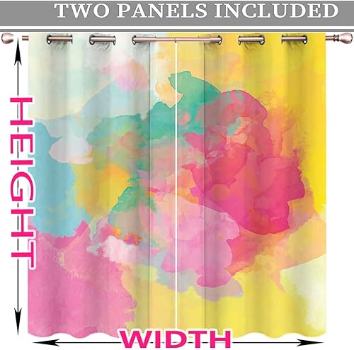 Miniatura 4 de Cortinas de acuarela para habitación, 2 paneles de decoración de ventanas de 63 pulgadas de ancho x 63 pulgadas de alto