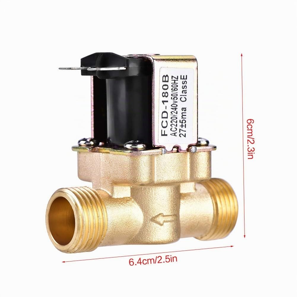 Válvula de agua - 1/2" Válvula de solenoide de 220V AC válvula de agua de latón normalmente cerrado Válvula electromagnética eléctrica magnético for el Control del agua