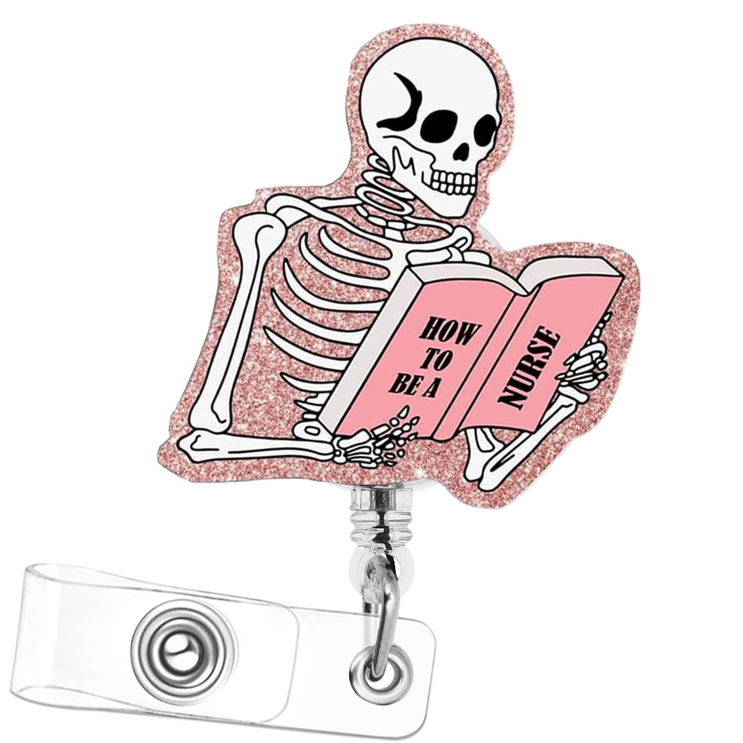 Nurse Badge Reel Retractable Funny How to Be a Nurse Skull Badge Holder Nursing Cute Accessories ID Clip for Doctor Student Teacher Healthcare Medical