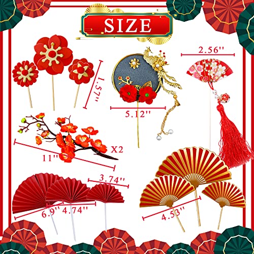 Janpanese Style Birthday Cake Decoration Red Fan Cake Decoration Wedding Flower Cake Decoration Ninja Themed Karate Boy Girl Party Cake Decorations #TOP2