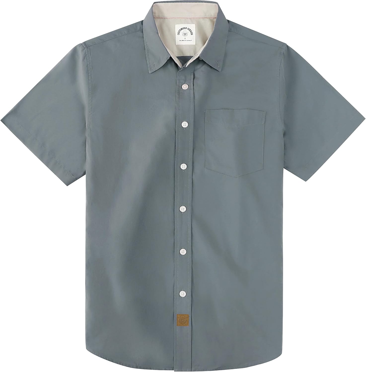 Dubinik® Mens Short Sleeve Button Down Shirts 100% Cotton Plaid Men's Casual Button-Down Shirts with Pocket