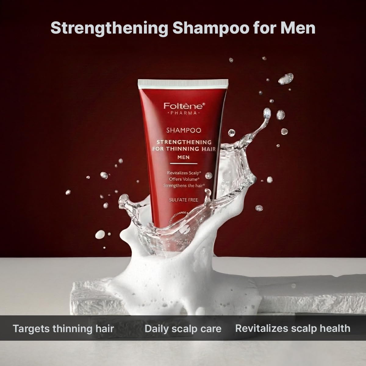 FOLTENE Hair Thickening Shampoo for Men – Strengthening Formula to Reduce Thinning, Boost Volume & Enhance Hair Health - Thickening, Silicone & Sulfate-Free Solution for Fuller Strands (6.76 fl. oz.) - Image 4