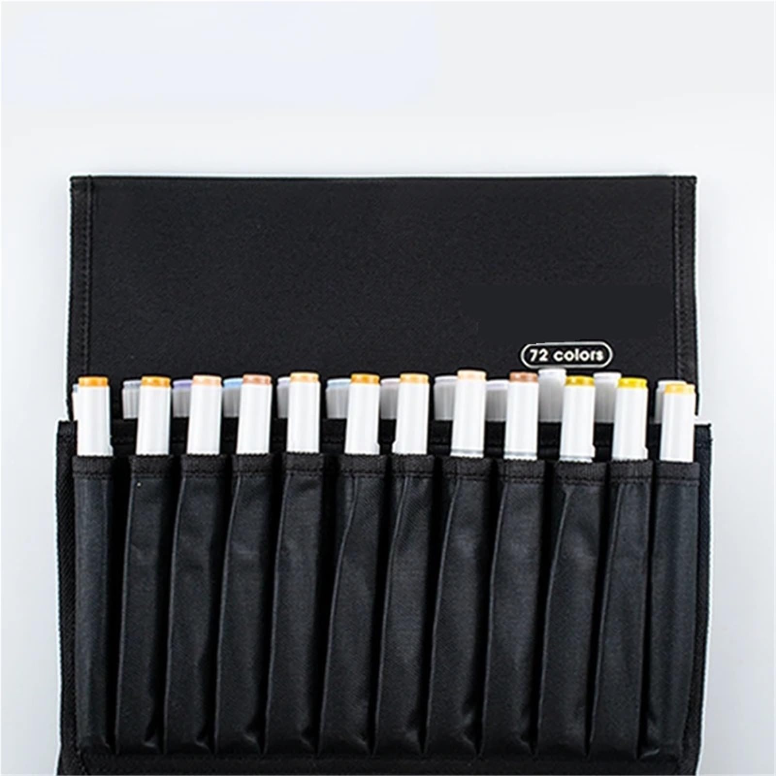 Porta Pennarelli Borsa porta pennarelli neri 12/24/36/48/60/72 Slot Tela di nylon Benda portatile Penna for acquerello Articoli di cancelleria for l'organizzazione Per Ufficio(72 sticks)