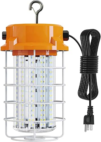 Luz de trabajo temporal LED de 100 W, 15000 lm, 5000 K, luz blanca de alta bahía, luz de construcción con gancho, portátil, enlazable, duradero,