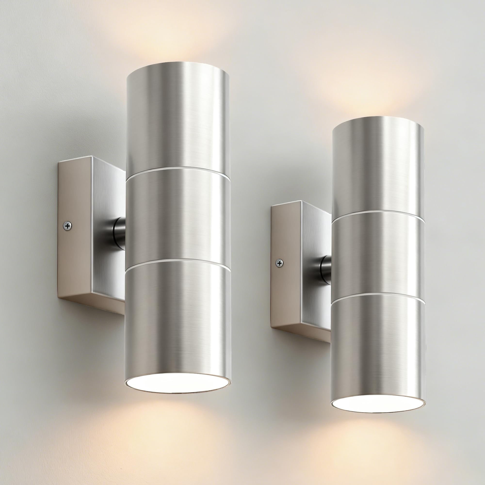 JNR Aplique Pared Exterior, IP54 Impermeable Luz LED (2, Plateado)