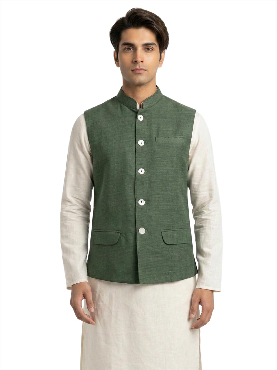 sanman ethnix by raymond Men Regular Fit Soild Pattern Pure Polyester Mandarin Collar Sleeveless Festive Bundi-picture-22