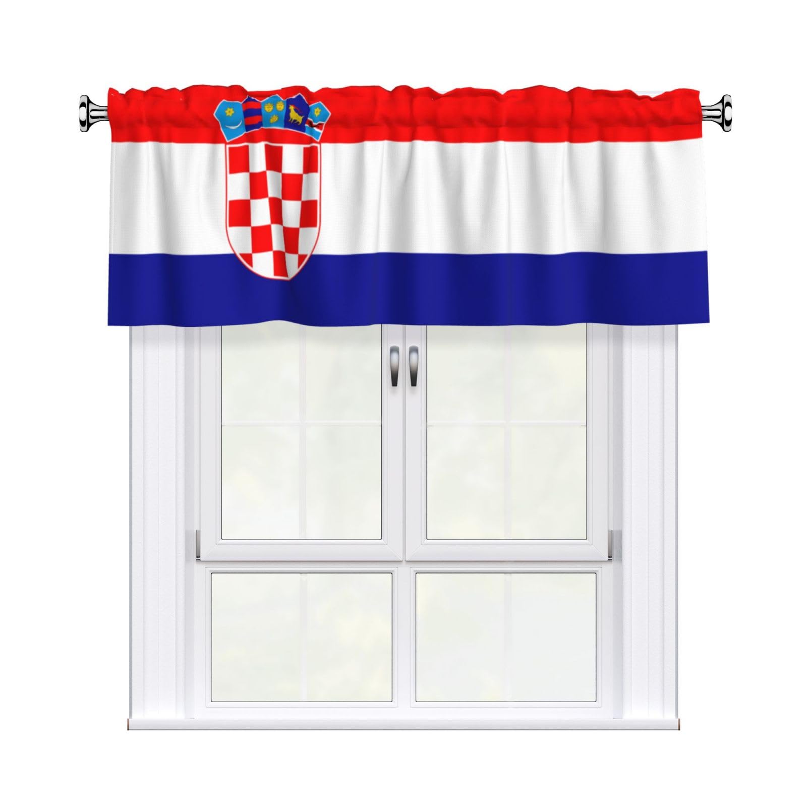 YYHHAOFA Republic of Croatia flag Prints Durable Kitchen Window Layer – 54x18 Inch 100% Polyester Valance with Precision Construction