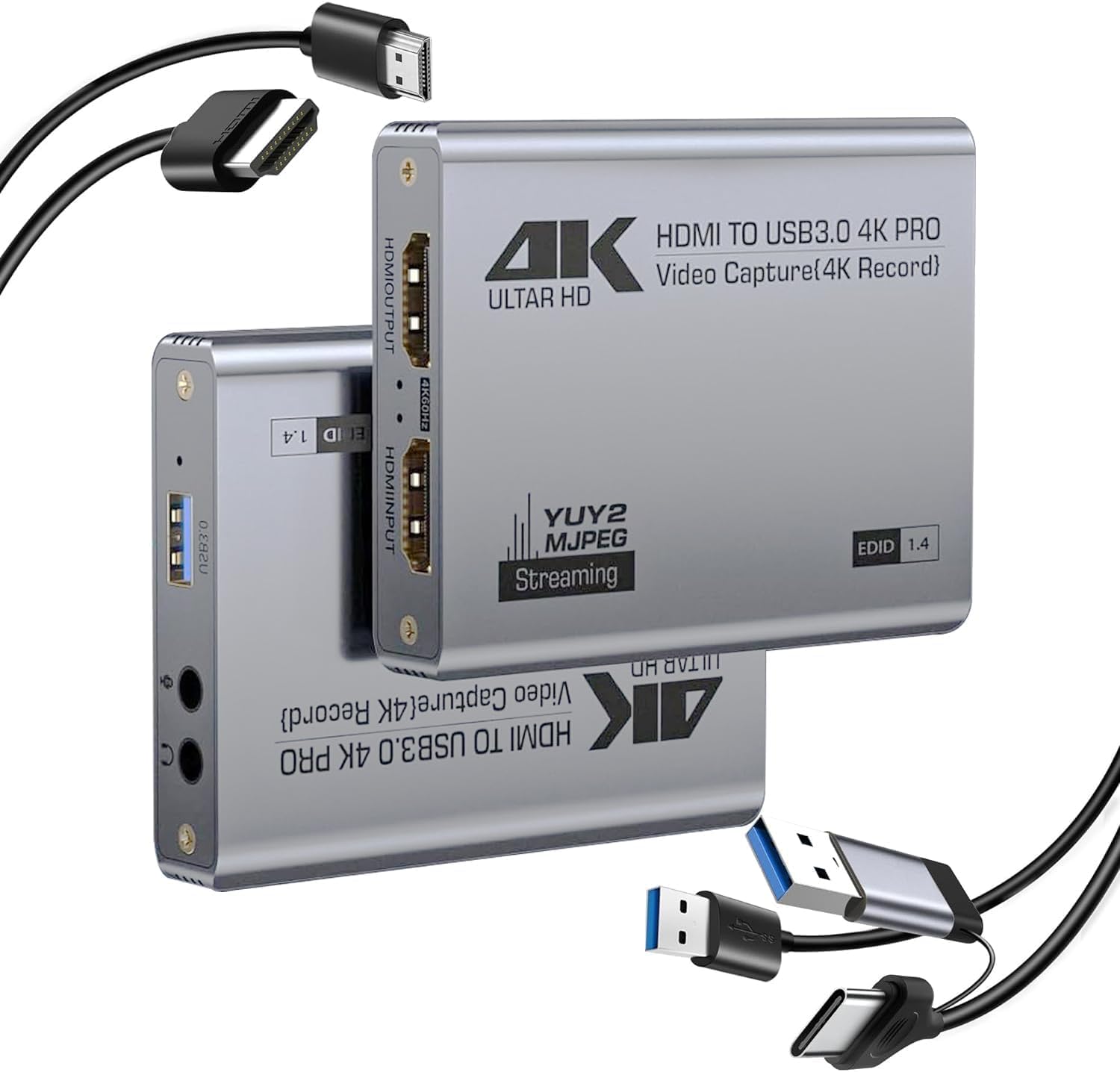 carte de capture vidéo HDMI 4K, audio et USB 3.0 4K HDMI Loop-Out, 1080P 60FPS/2K 30FPS Vidéo de Jeu pour Streaming Fonctionne pour PS5/Switch/Caméra/PC/OBS
