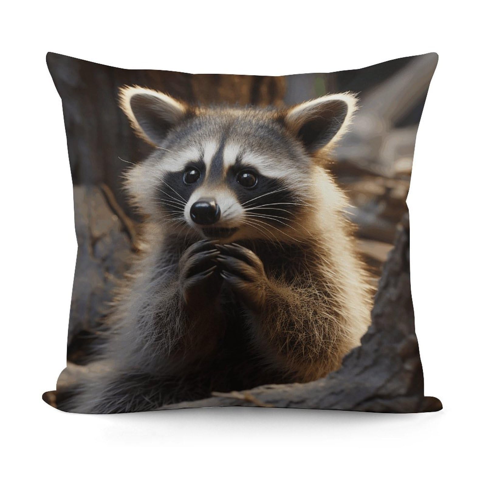 VstaDank Decorative Cute Raccoon Throw Pillow Covers Luxury Soft Pillowcases Fluffy Plush Accent Pillow Cases Personalized Square Lumbar Pillows Shells for All Seasons 18" X 18"