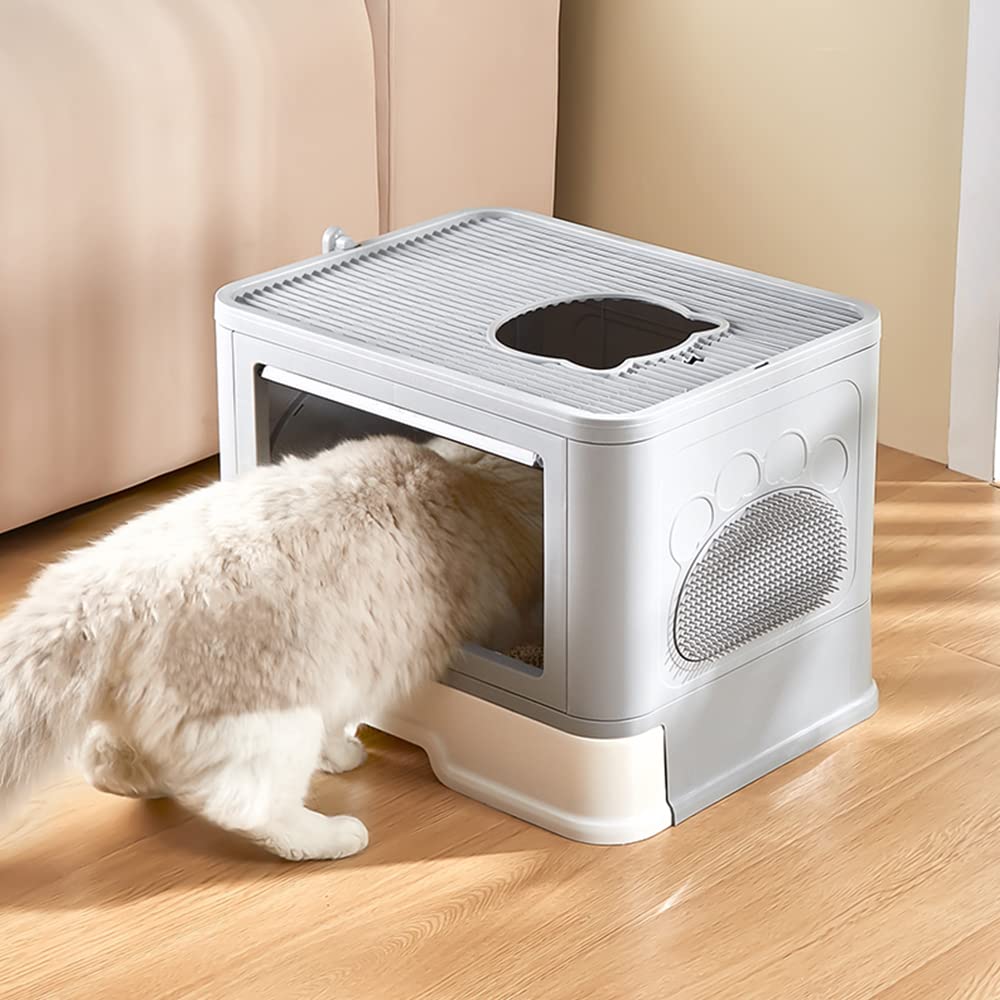 Kattenbak - kattentoilet met deksel - 50x40x34 cm - uittrekbare lade - katten tot 15 kg - met