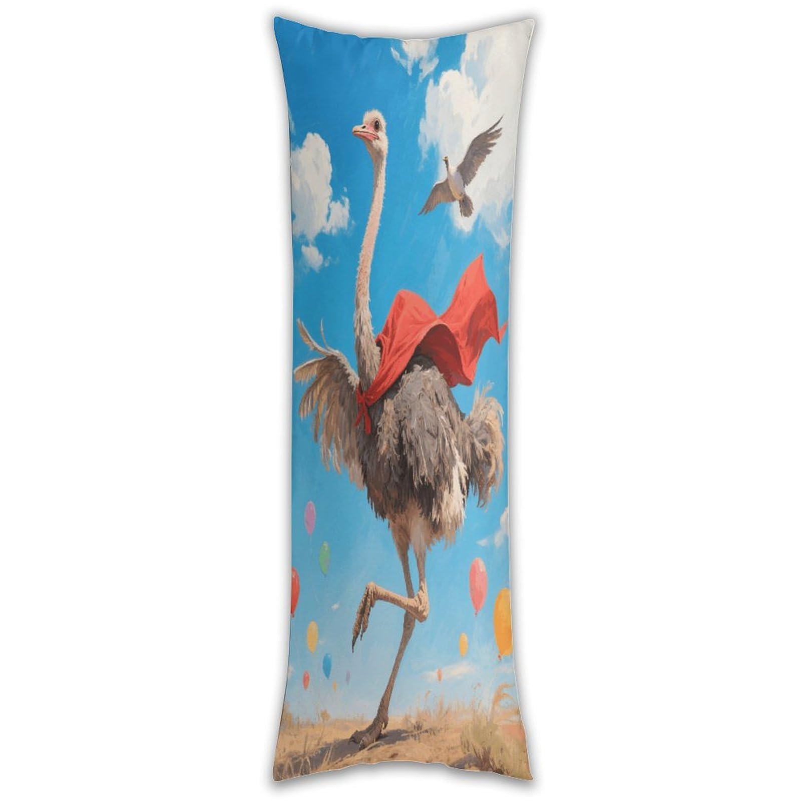 Ostrich Body Pillow Cover with Hidden Zipper Breathable Polyester Long Pillow Case Cozy Fuzzy Body Pillowcase Ultra Soft Long Pillow Cover for Bedroom 18.9 X 53 in
