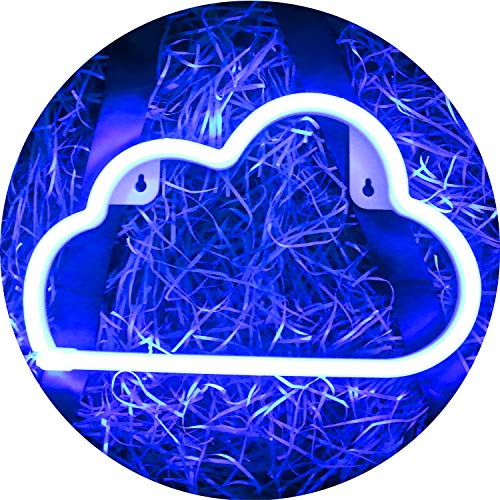 LED Blue Cloud Neon Light, Cute Neon Cloud Sign, Room Decor Battery or USB Powered 4.5V Art LED Decorative Lights Night Lights Indoor for Home, Bedroom, Office,Dorm,Party (Blue Cloud)