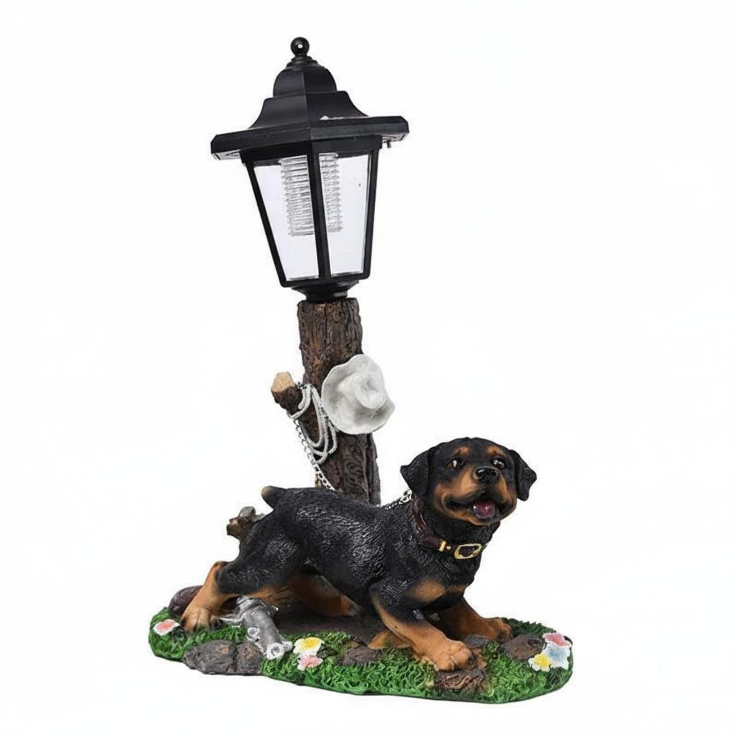 Weather Resistant Creature Figurine Path Light Handmade Solar Garden Figurine Light Resin Statue Solar Lamp for Yard, Patio, Walkway, Rottweiler-picture-23