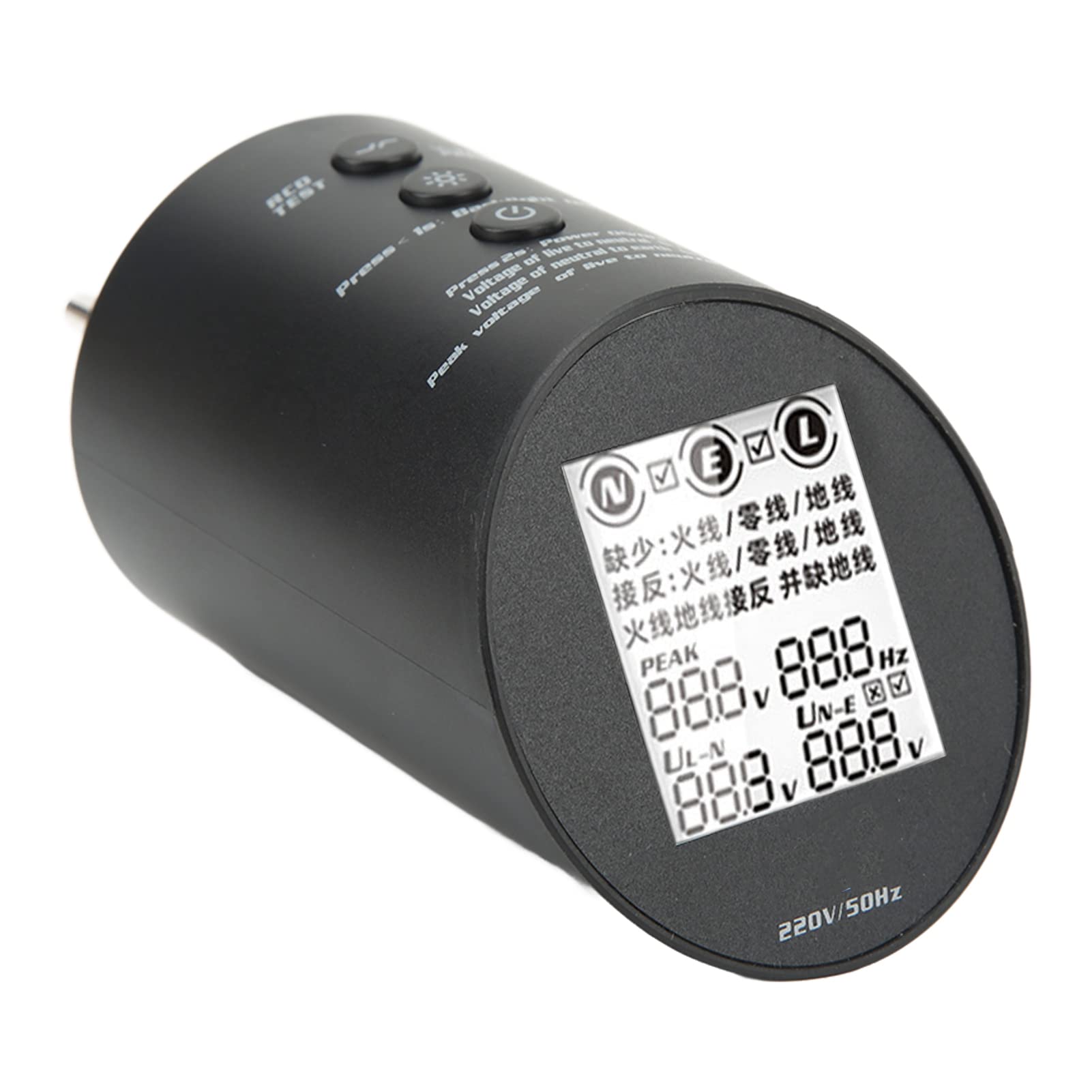 YWBL-WH Testeur de Prise avec écran LCD, Testeur de Tension de Prise pour