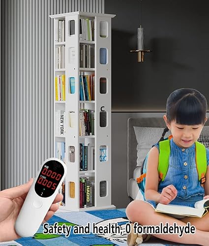 Miniatura 5 de Estantería de rotación de 360 grados estantería tipo piso que ahorra espacio estantería de oficina en casa biblioteca escuela estante esquinero