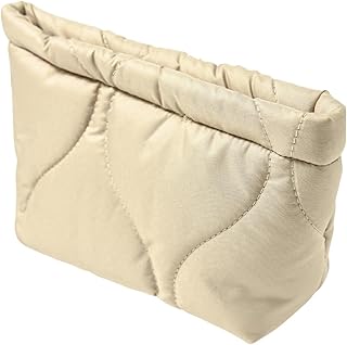 assa マルチポーチ キルティング 軽量 汚れにくい 撥水 撥油 シンプル メイクポーチ 小物入れ 収納 (Q1016/ベージュ)