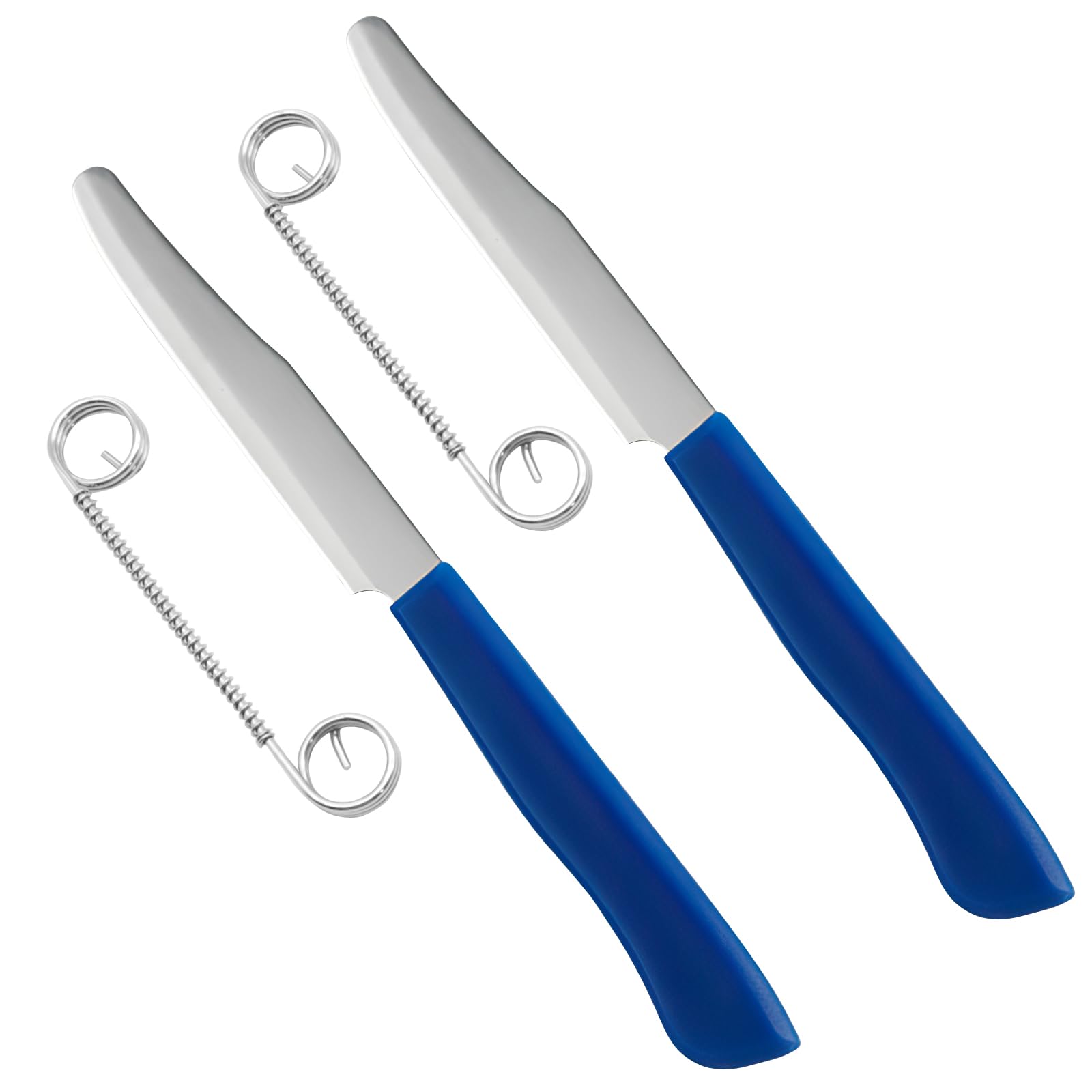 4-teiliges Clever Messer Set – Kartoffelschäler 3-in-1, Verstellbare Feder, Inkl. Strohbürste – Edelstahl, Blau