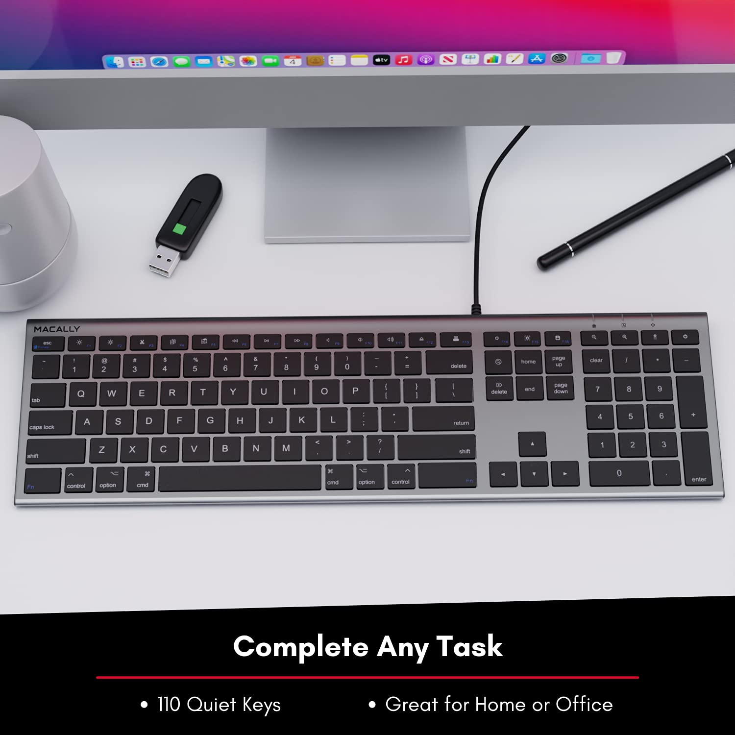 Buy Macally Ultra Slim USB Wired Computer Keyboard Works as a Windows