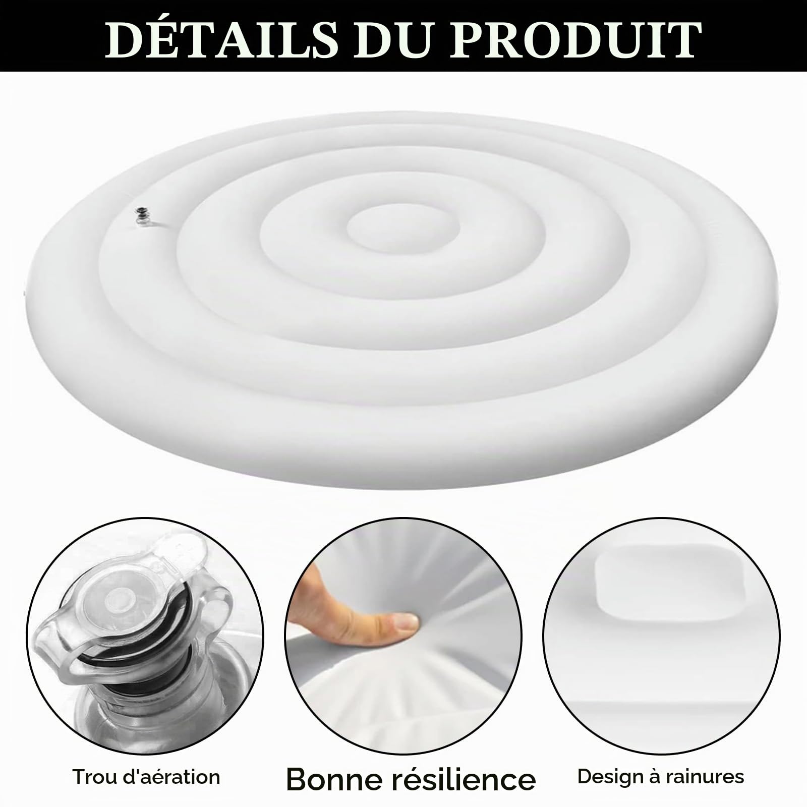 Couvercle Gonflable Rond, Bâche De Piscine Ronde 145 CM Housse De Gonflable Ronde BâChe Ronde Couverture Imperméables Et Antipoussière CoupeVent