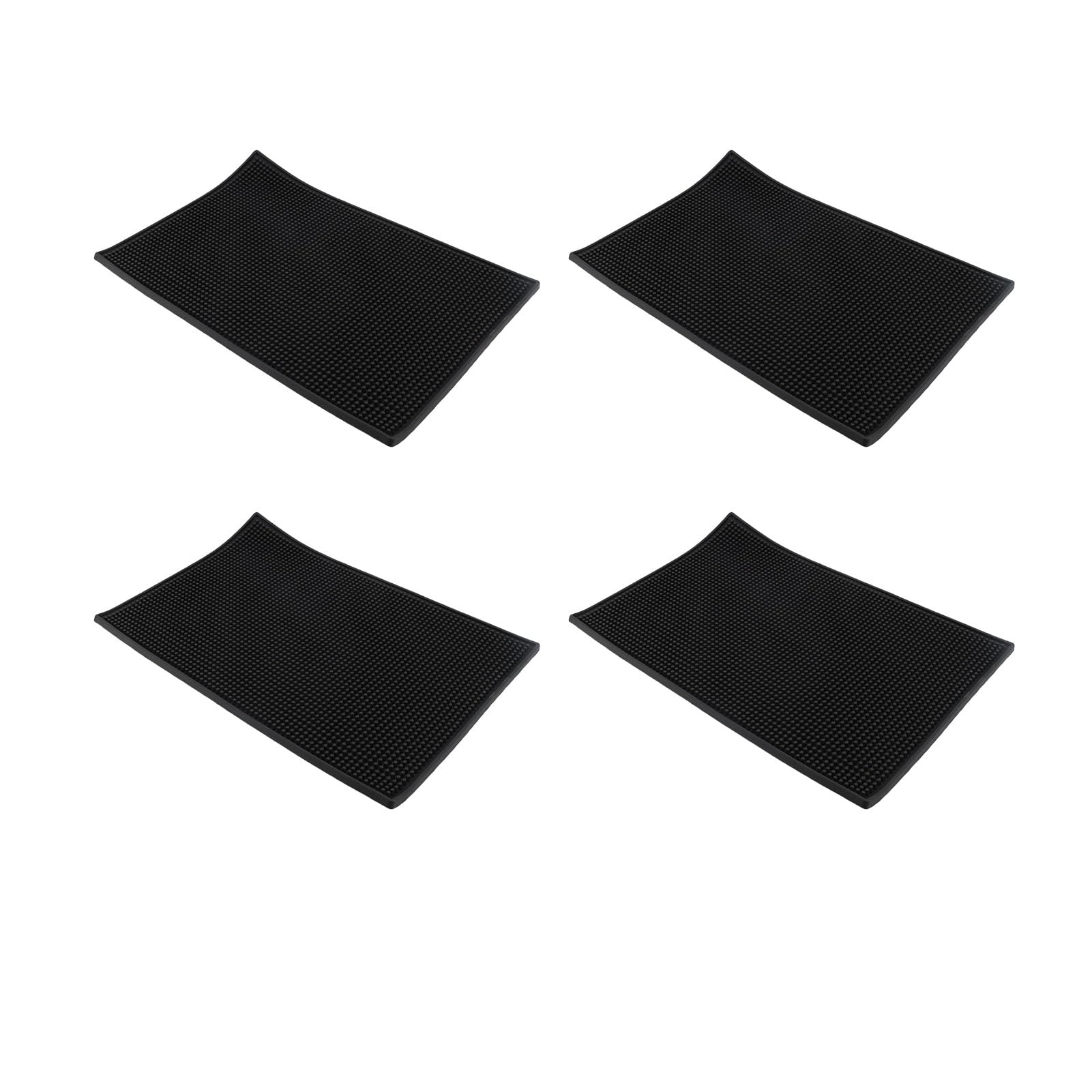 Generic Alfombrillas de Bar para Encimera, Antideslizantes, Impermeables, para Servicio de Cócteles, para Cocina Casera, 17,7x11,8 Pulgadas, PVC Negro (4PCS)