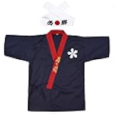 Japanese Sushi Chef Coat Uniforms Kimono for Unisex White Certain Victory Headband