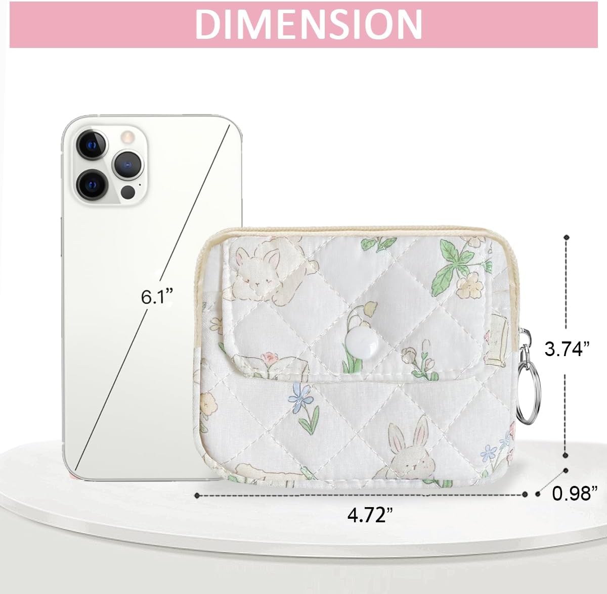 Cotton Quilted Small Coin Purse Digital Camera Pouch with Cute Prints Zipper for Women Girls