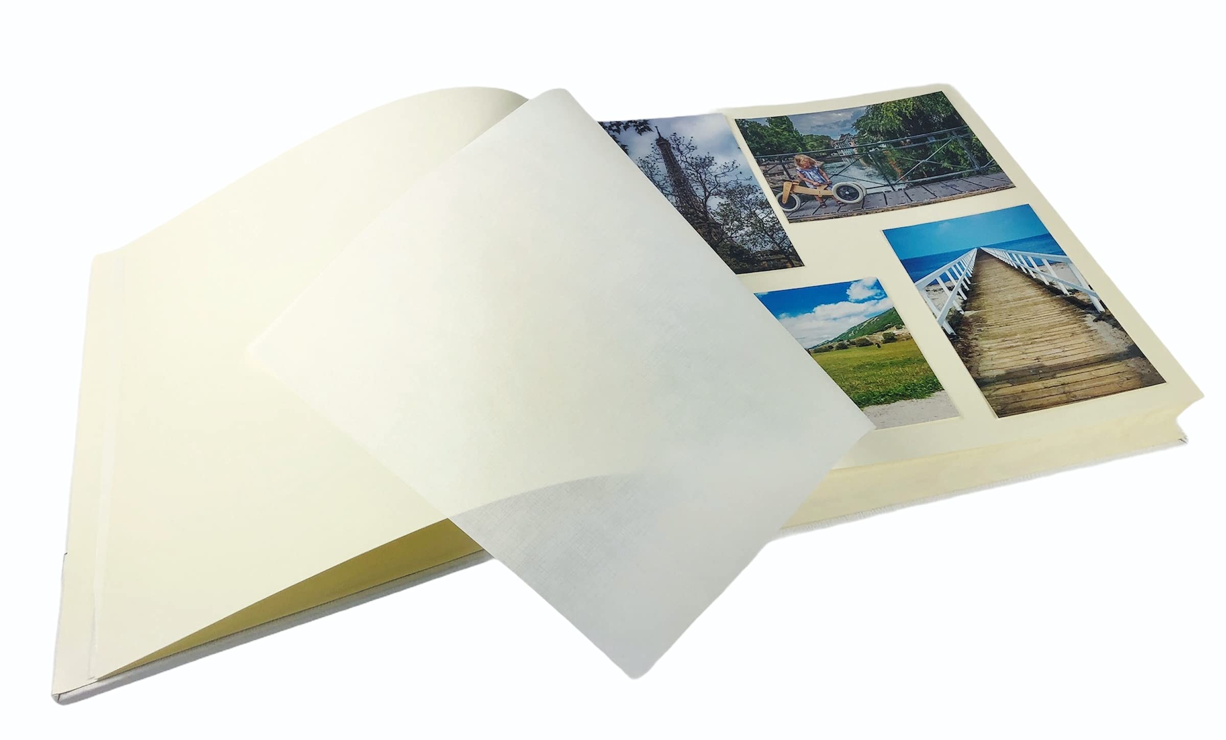 TriVin Art Álbum de fotos artesanal fabricado en Italia en imitación de piel fina y panel de canasta varios colores. (30 x 30 cm, 40 hojas de marfil) apto para cualquier evento (marrón, canasta miel)