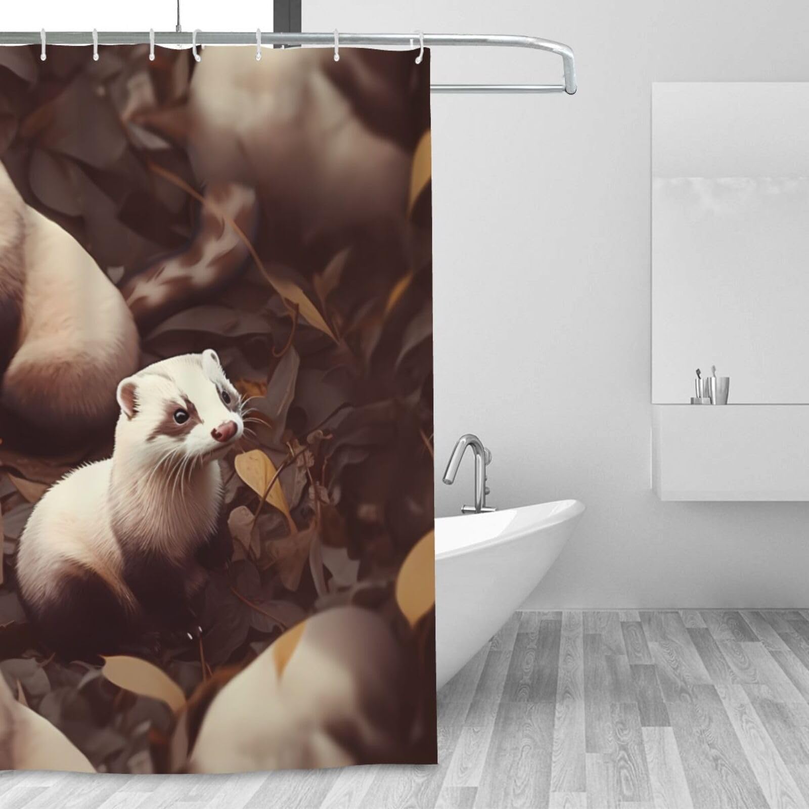 Rideau de douche furet 183x183cm imperméable et lavable avec 12 crochets