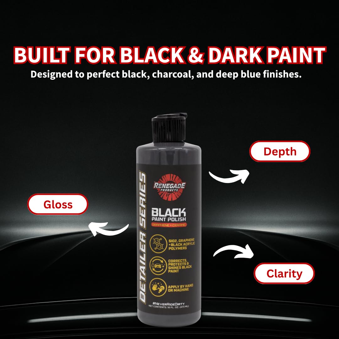 Renegade Products Graphene + Ceramic Black Paint Polish with Sio2, 1 Year Coating for Enthusiasts and Professionals