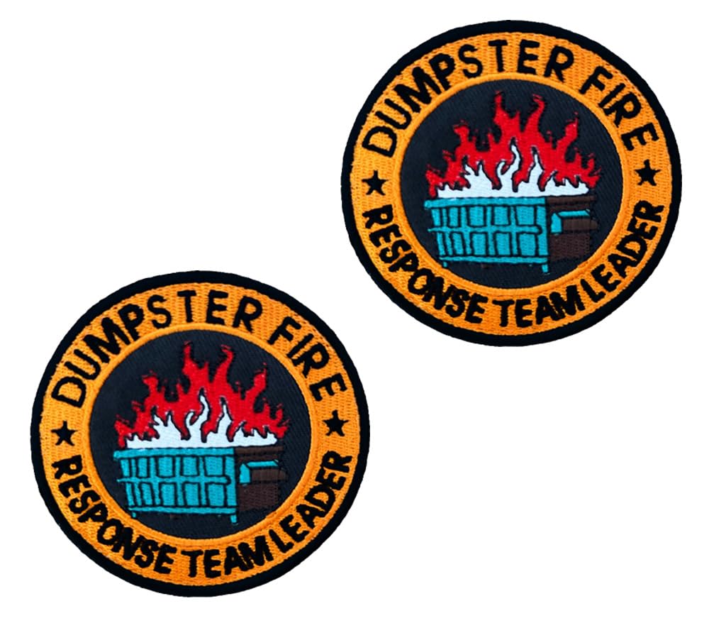 2 PCS Dumpster Fire Response Team Patch Funny Meme Morale Embroidered Badge Hook and Loop Tactical Emblem Patch for Clothes Backpack Bag Uniforms Pouch Jeans Vest Hat Jacket Armband Pants