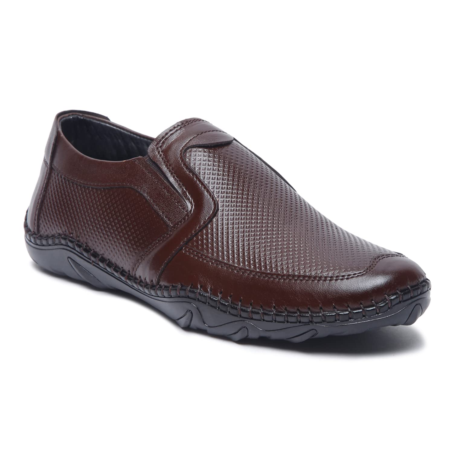 MUTAQINOTI Mens Brunette Brown Genuine Leather Shoe Slipon Air Light Cushioned Handcrafted Front Weaved Formal Shoes for Men Officewear (Size-7 UK) (AXFWBB) (B0BQR1X8Y7) Amazon Price History, Amazon Price Tracker