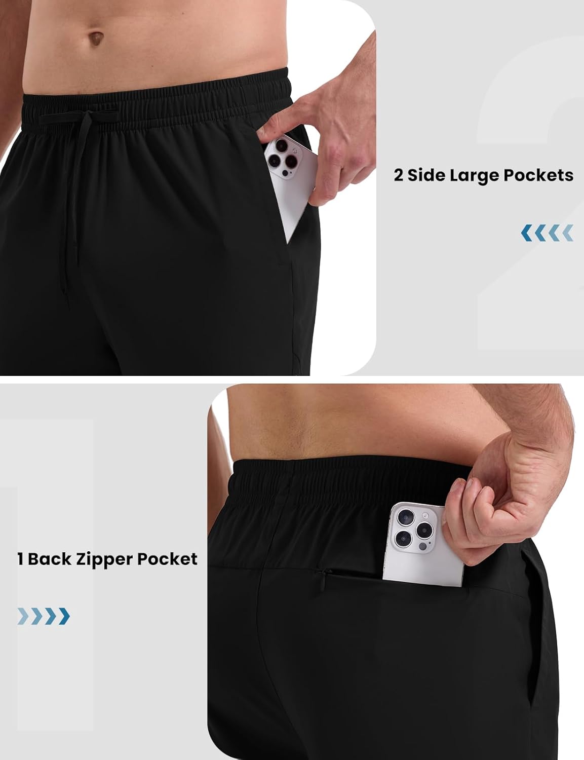 Rdruko Men's Sweatpants Athletic Pants Quick Dry Stretch Workout Track Mesh Pants with Zipper Pockets for Running Hiking - Image 7