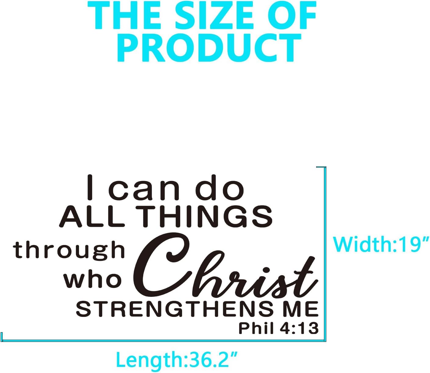 Christian Wall Decals for Living Room: Bible Verse Inspirational Quotes Bedroom Bathroom Vinyl Art Wall Stickers - I Can Do All Things Through 36.2" X 19"