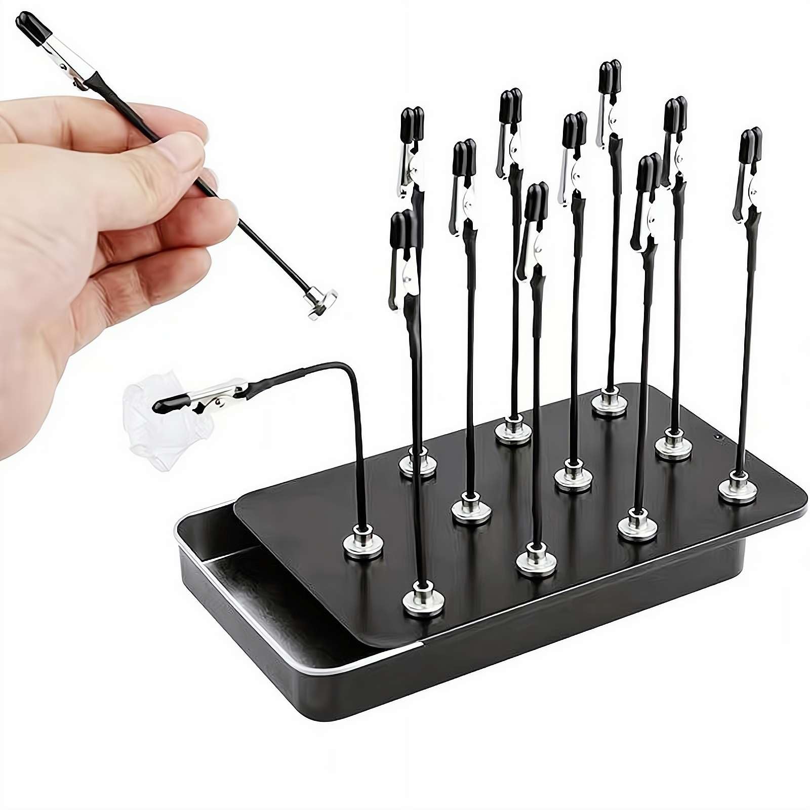 Magnetic Helping Hands Soldering Tool, Adjustable Flexible Wire Clamps Rubber Tips, 12 x Soldering Aid with Crocodile Clips and Magnetic Base for Repair Painting for Hobbyists Professionals Silvery