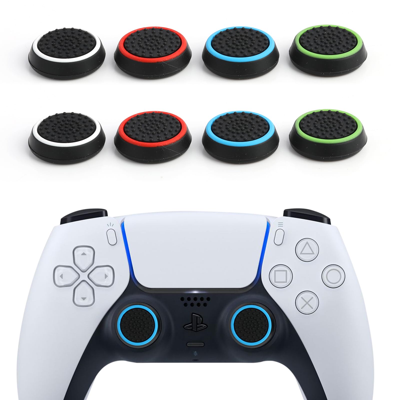 4 Coprigioia In Silicone Per Controller - Compatibili Con PS4, PS3, Xbox One, Xbox 360, PS2 - Colore Bianco, Antiscivolo - 4