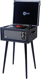 Arkrocket 3-Speed Bluetooth Record Player Retro Turntable with Built-in Speakers and Removable Legs (Black)