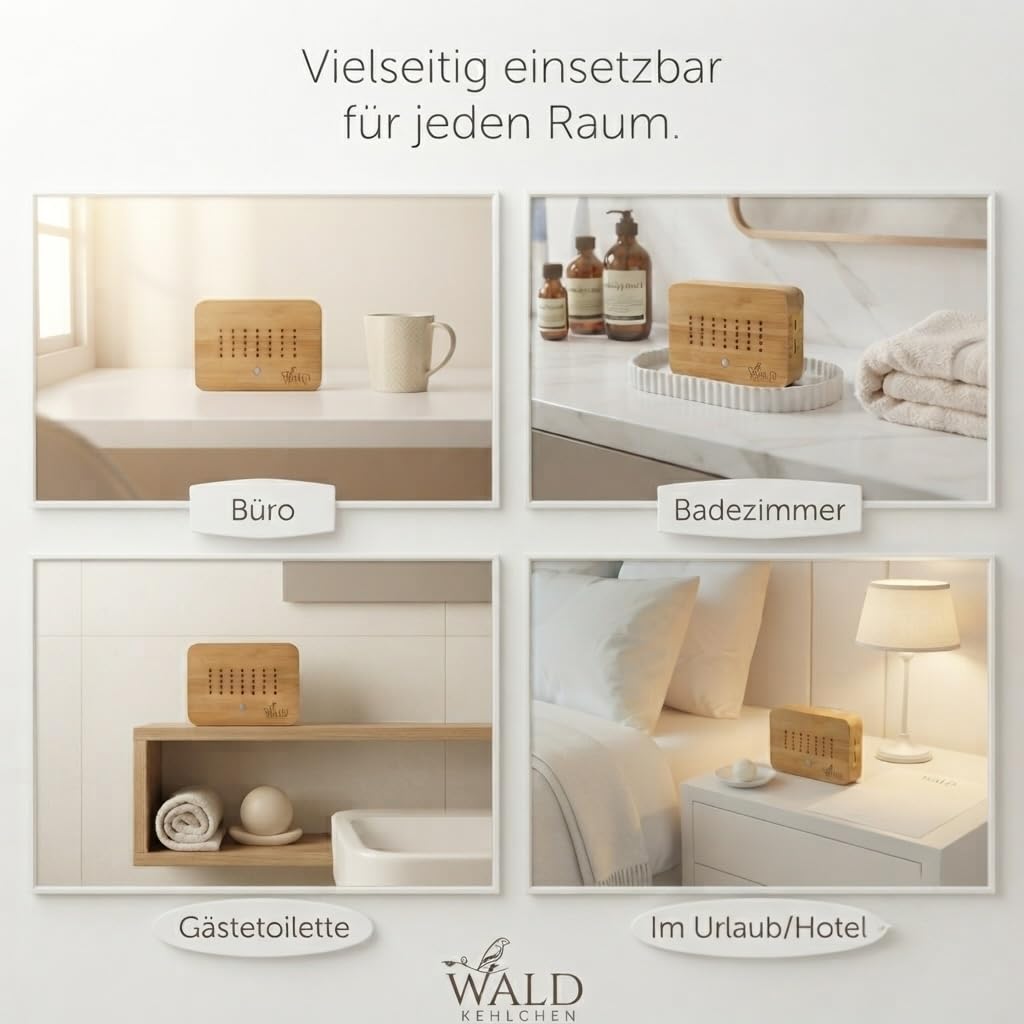 Détecteur de mouvement en bambou véritable - Bruit naturel avec veilleuse douce et fonction tactile - Détecteur de mouvement durable avec minuterie