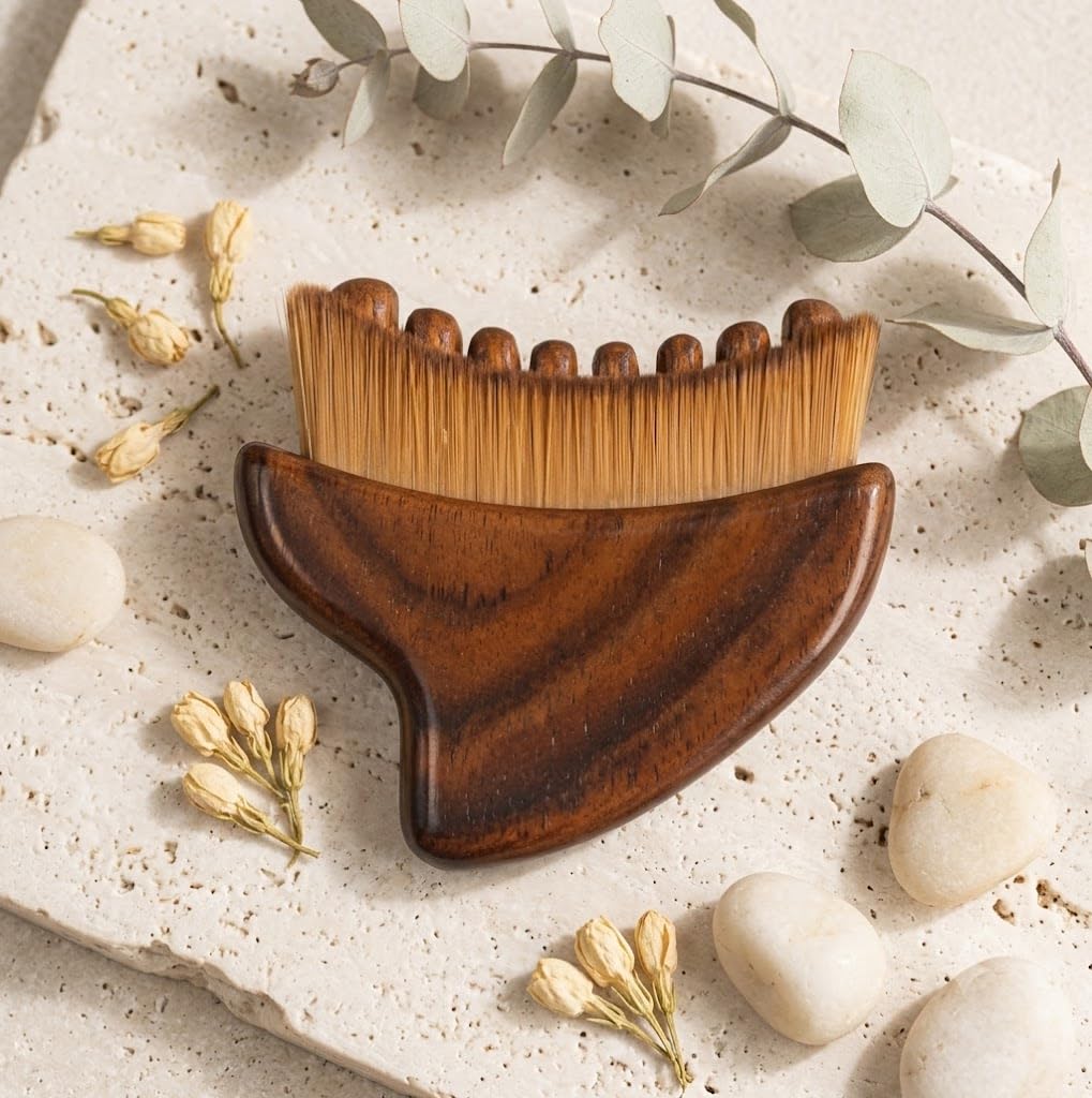 Lymphatic Contour Face Brush for Facial Massage & Cleansing | Soft Dense Bristle Facial Sculpting Brush with Ergonomic Wooden Handle | Face Wash Brush for Daily (pack of 1)-image-4