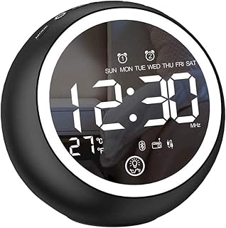 Osmond Digital Alarm Clock Radio Dual USB Port with Bluetooth Speaker Snooze Portable Night Light for Kid Bedroom,Black UK Plug