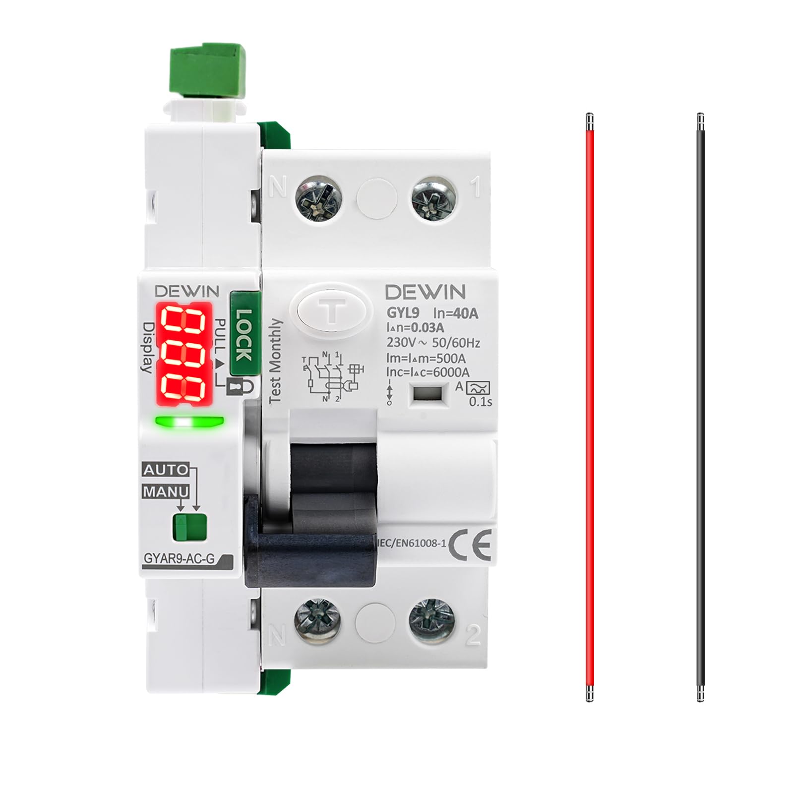 2P Intelligenter automatischer Wiedereinschalt-FI-Schutzschalter, Fehlerstromschutzschalter Typ A Mit digitalem Display 40 A, AC230 V intelligenter Schutzschalter