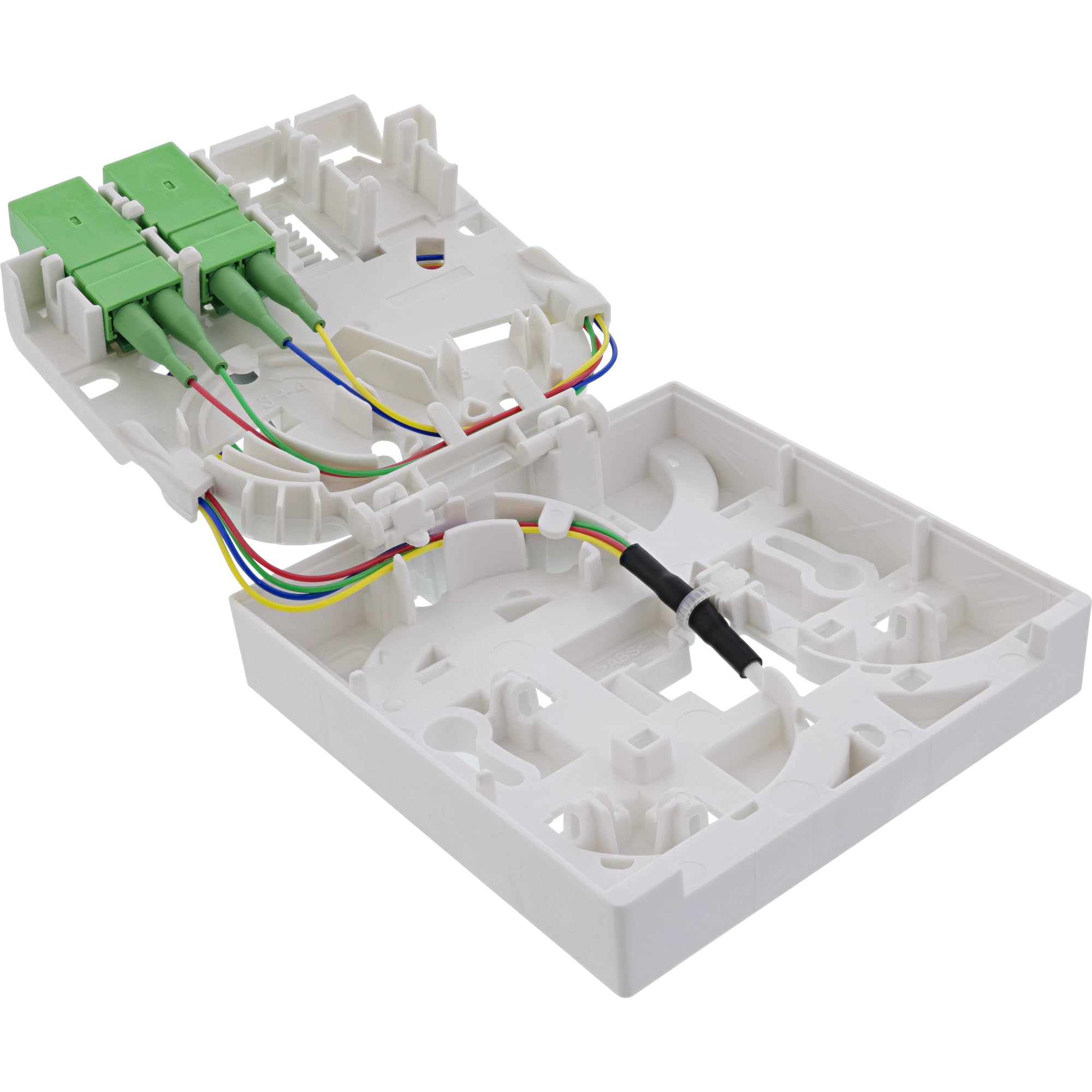 InLine® FTTH 88140 Boîte de rallonge, 4 x LC/APC 9/125 µm OS2, pré-confectionnée, 40 m, pour montage en saillie, blanche, extension en fibre de verre solide