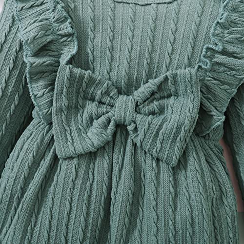 Image of Happy Town Baby Girl Romper Infant Fall Winter Clothes Ruffle Sweater Long Sleeve Bodysuit Jumpsuit and Headband