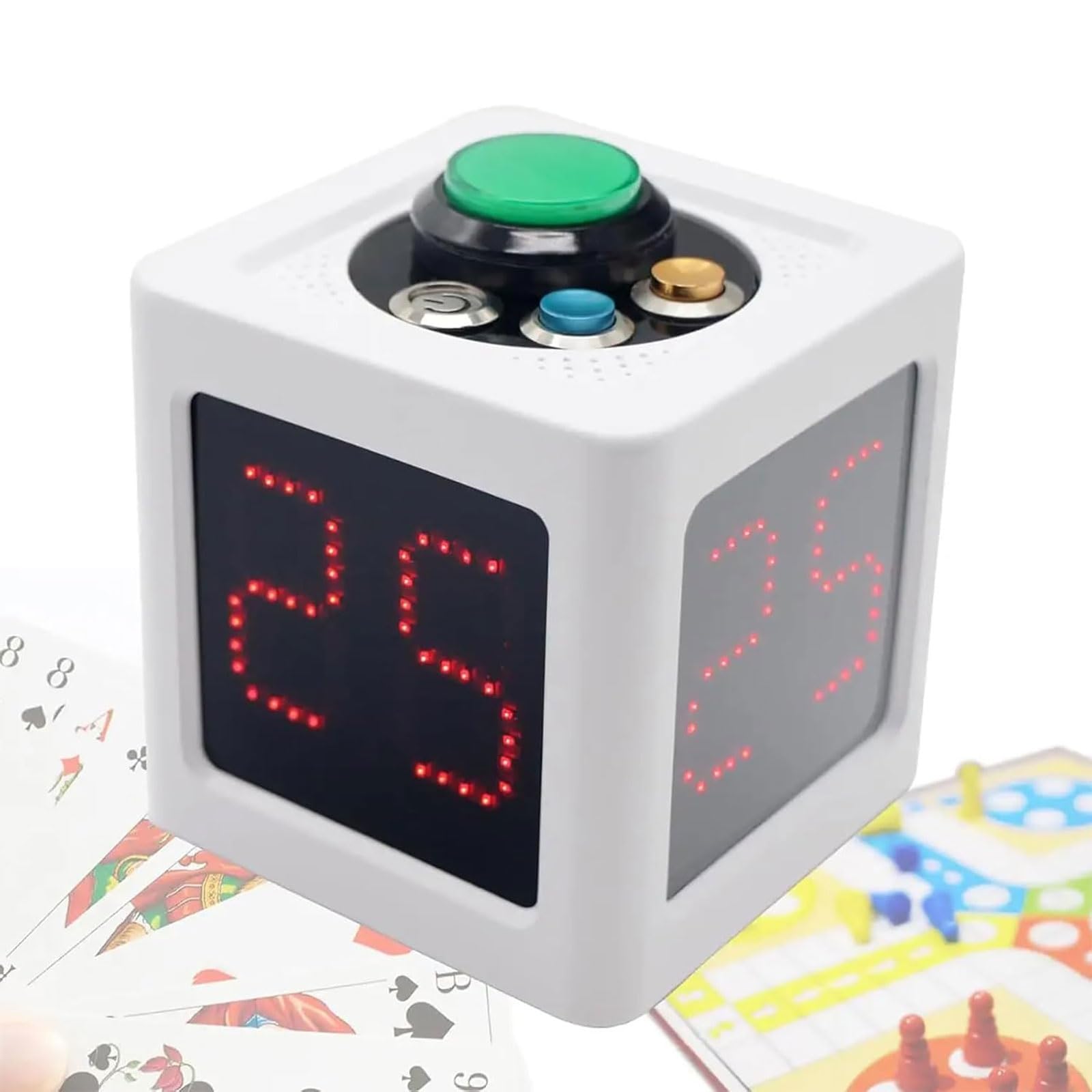 ZMJGLL Poker Shot Clock,4-Sides Cube Timer,Seconds Countdown Timer, 20/30 Sec and Custom Time, Brightness Adjustable & Character Height 1.4inch, for table Games (White)