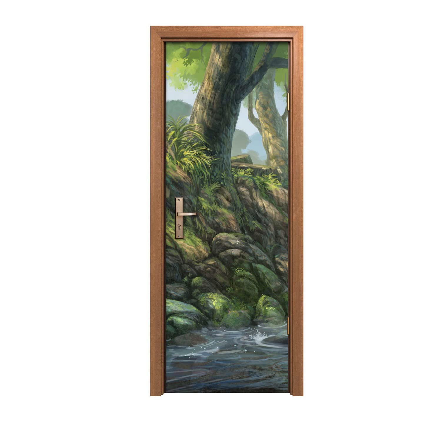 Autocollant de porte 70x200cm décor mural galets et design d'intérieur pierres de rivière