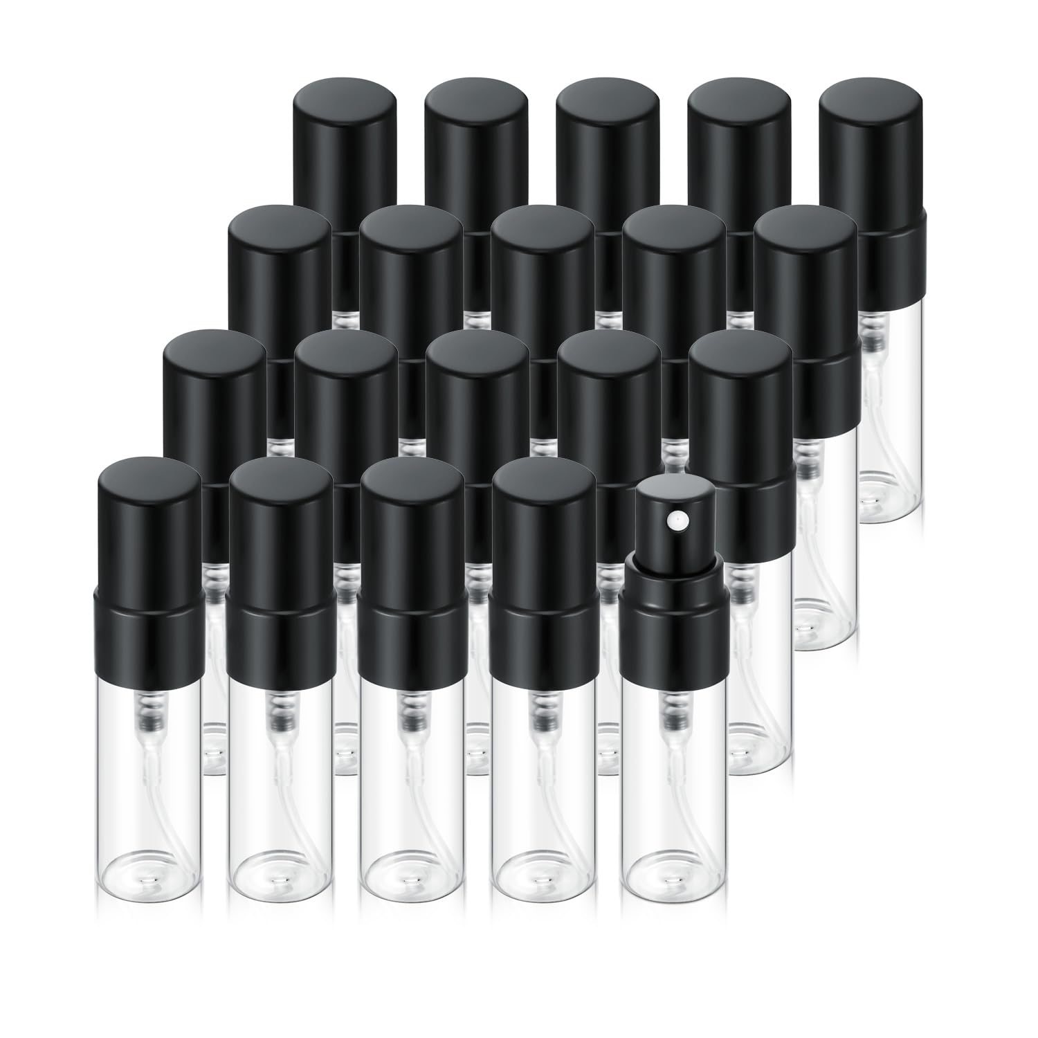 Flacon vaporisateur 3ml transparent lot de 20 atomiseurs rechargeables parfum avec embout noir